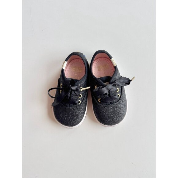 NWOB Baby KEDS x KATE SPADE Champion Glitter Crib Black Sneakers, Size 3M - Picture 2 of 10